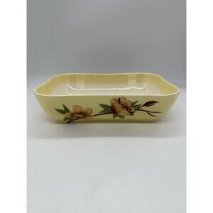 Weil Ware Yellow Rose California Pottery Serving Dish 9 x 6 1/2”